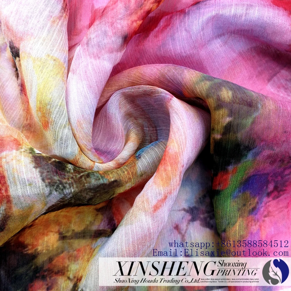 Digital print chiffon 30D crepe  Oil design style print fabric for gauze fabrics