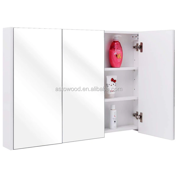 Wide Wall Mount Mirrored Bathroom Medicine Cabinet Storage 3 Mirror Door