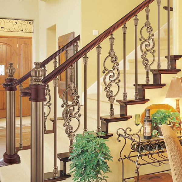 Wholesale Newest Luxury Gold Color Balustrades Handrails Aluminum Exterior Stainless Steel Staircases Railing Handrail Design