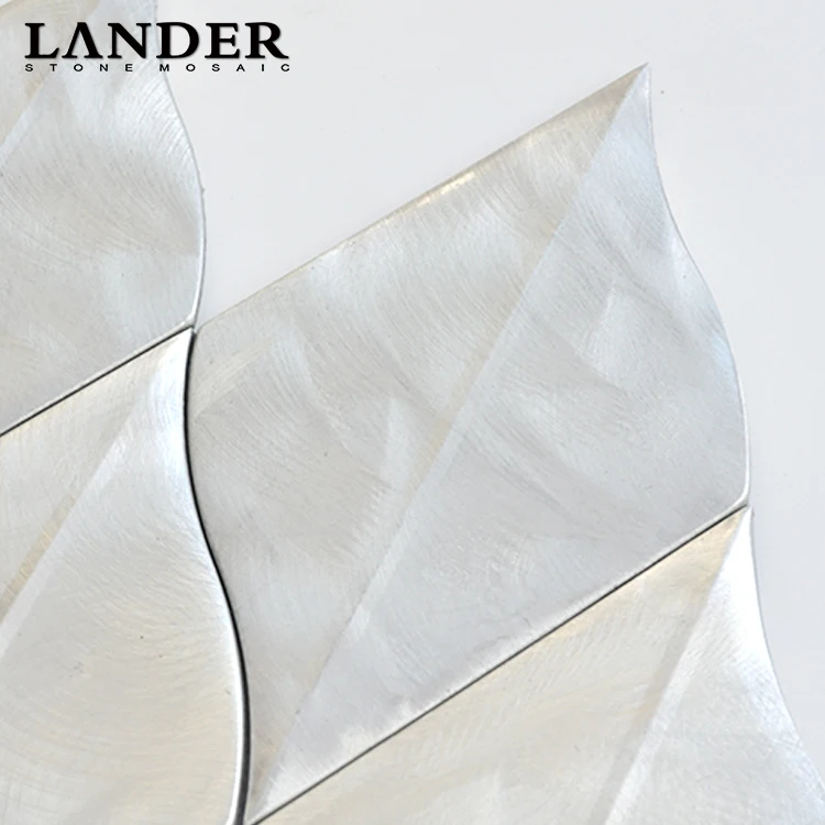 art 3d silver stain surface aluminium metal mosaic tile
