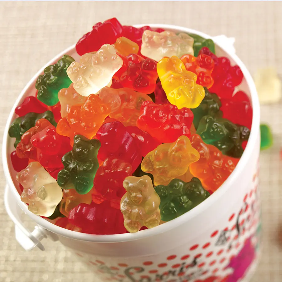 OEM sour powder candy fruit sugar bear shaped gummy vitamins with private label