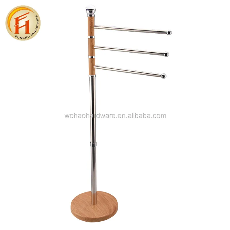 Hotel accessories free standing adjustable towel rack floor bathroom tube rack