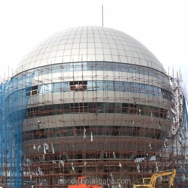Prefab Large Space Dome Steel Structure Building/Construction With Aluminum Board Glass skylight Cover