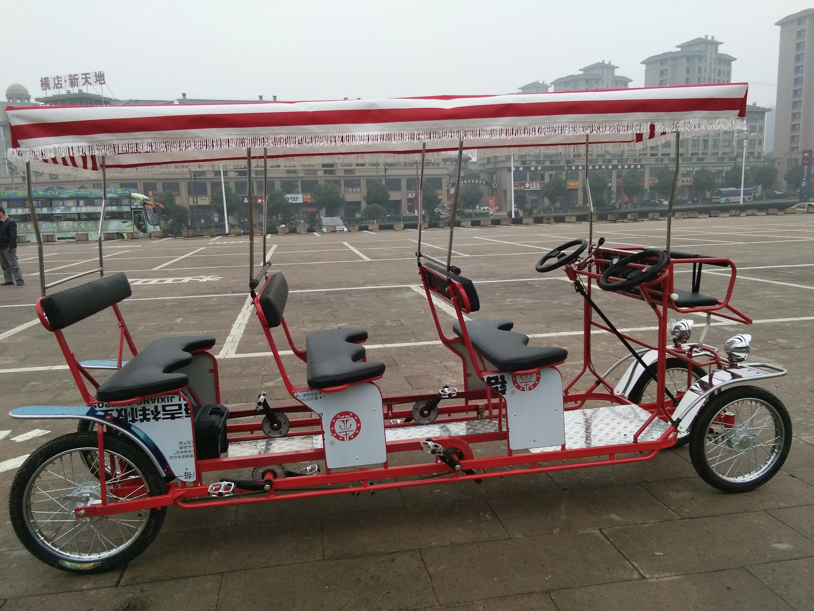 DELUXE  6PERSONS ELECTRIC   SURREY BIKE WITH LED LIGHT QUADRICYCLE