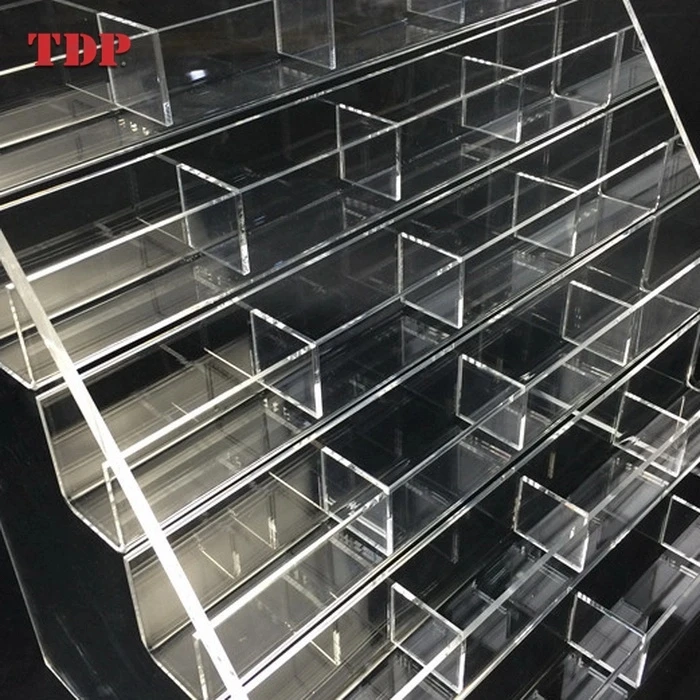 Customized 6 Layer Acrylic makeup display stands countertop cosmetic product lipstick eyelash display stand
