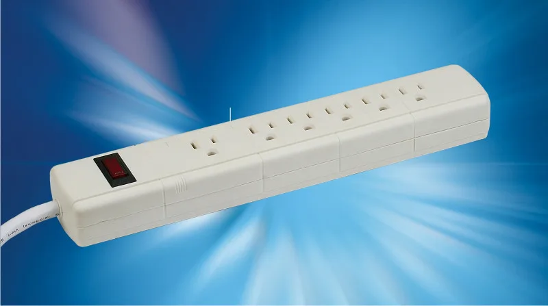 America Standard ETL 3 pin US with 6way socket outlet and 2 usb ports power strip
