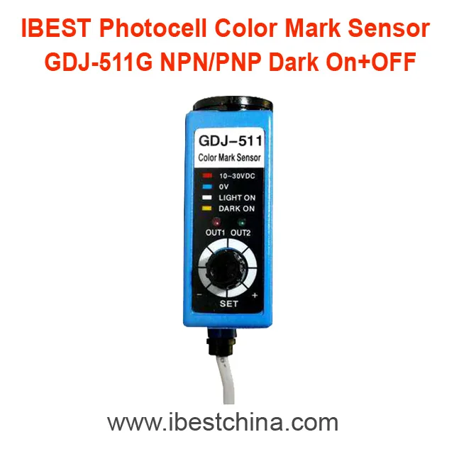GDJ-311 Green+Red Light Photocell Color Mark Sensor Switch/ Photoeye Sensor NPN/PNP 24VDC Replace Sick NT6  (IBEST)