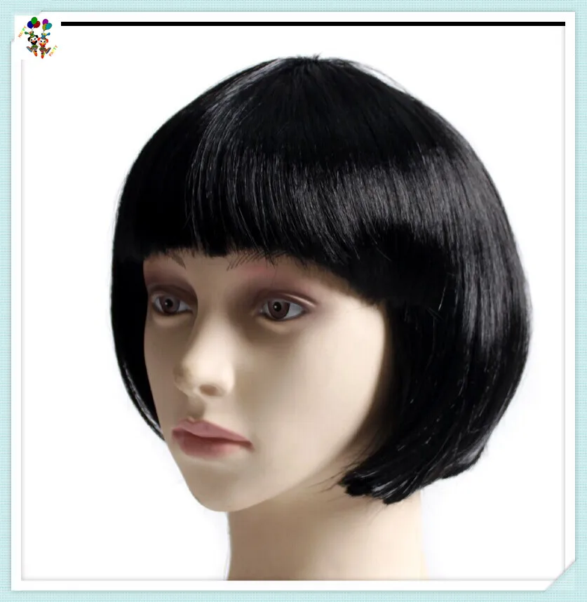 Cheap Wholesale Party Fancy Dress Costume Black Color Short Bob Synthetic Hair Wigs HPC-1934