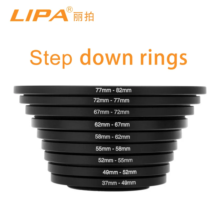 camera Filter Step Down Ring Kit 43-37MM 52-43MM 55-52MM 58-55MM 62-58MM 67-62MM