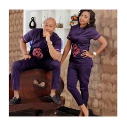 Queency African Men Dashiki Ball Costume Wedding Costume Kaftan Embroidered Bazin Shirt and Pants