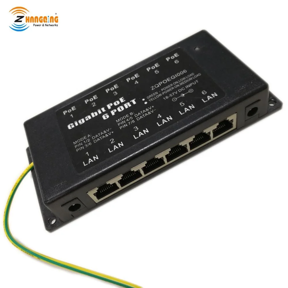 Multiport industrial passive gigabit 60W POE injector for IP camera
