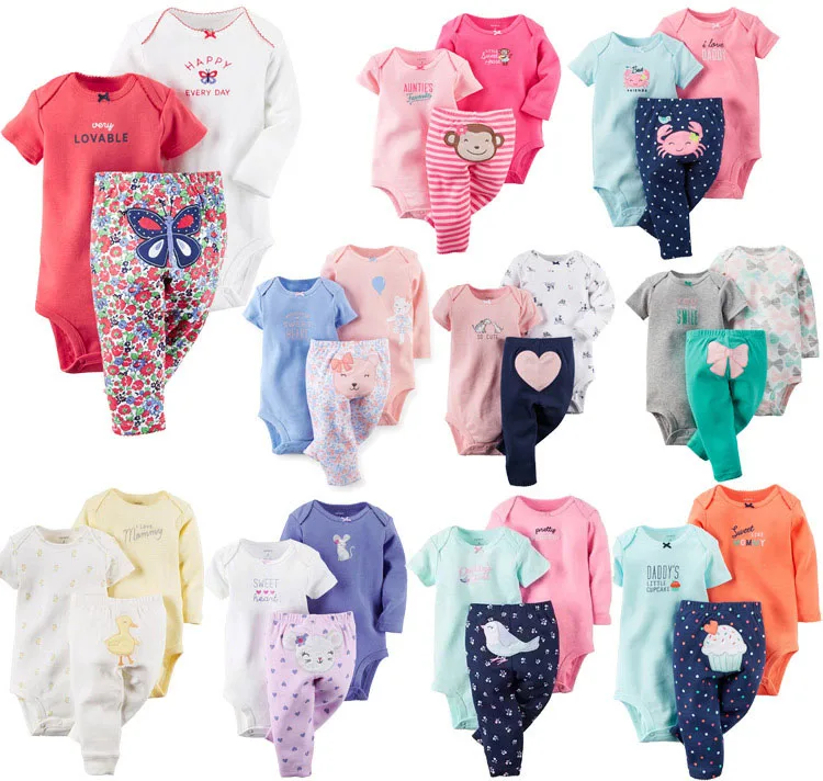 wholesale alibaba 3pcs romper set unisex baby clothes toddler baby clothing