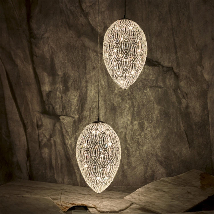  European Wedding Decor Modern Chandelier Water Drop Crystal Pendant Lamp with Silver