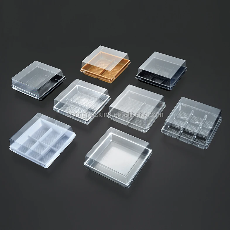 Spring Packing factory log APET RPET cake boxes loaf  dessert container patisserie  PET plastic packaging box