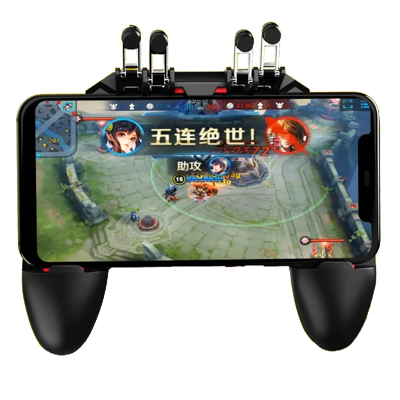 Game Helper AK66 MEMO Mobile Phone Game Handle For PUBG Six Finger All-In-One Mobile Controller Game Gamepad L1 R1 Trigger