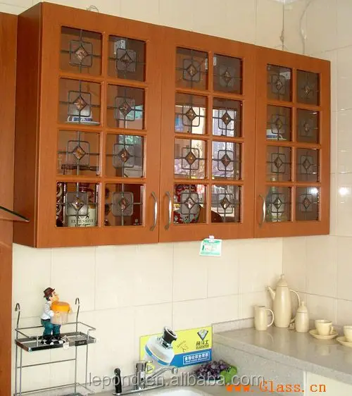 5mm Painted clear tempered glass kitchen cabinet door glass