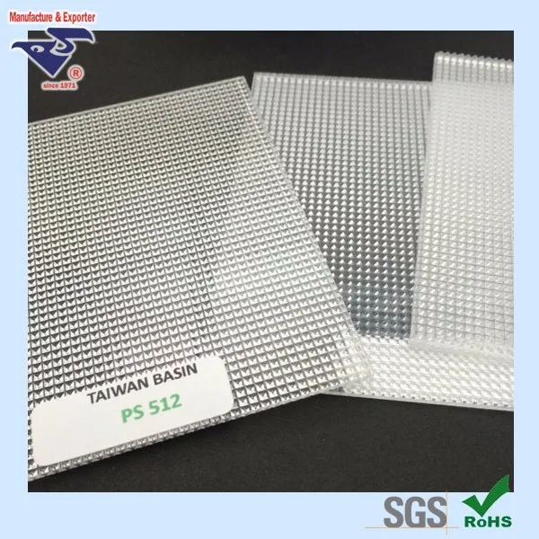 PS material clear prismatic diffuser sheet for fluorescent lamp