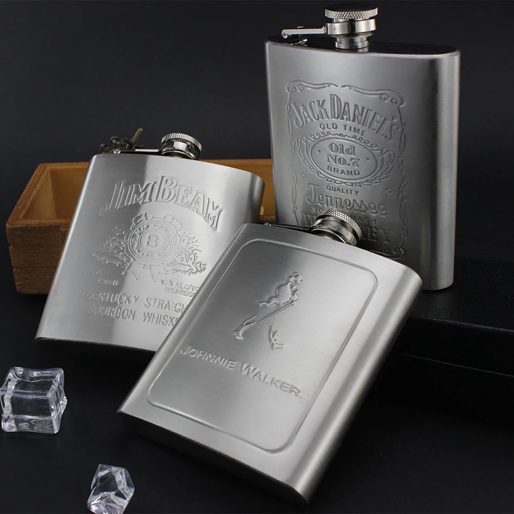 hip flask customized logo printing portable stainless steel 7oz hip flask for men flachmann
