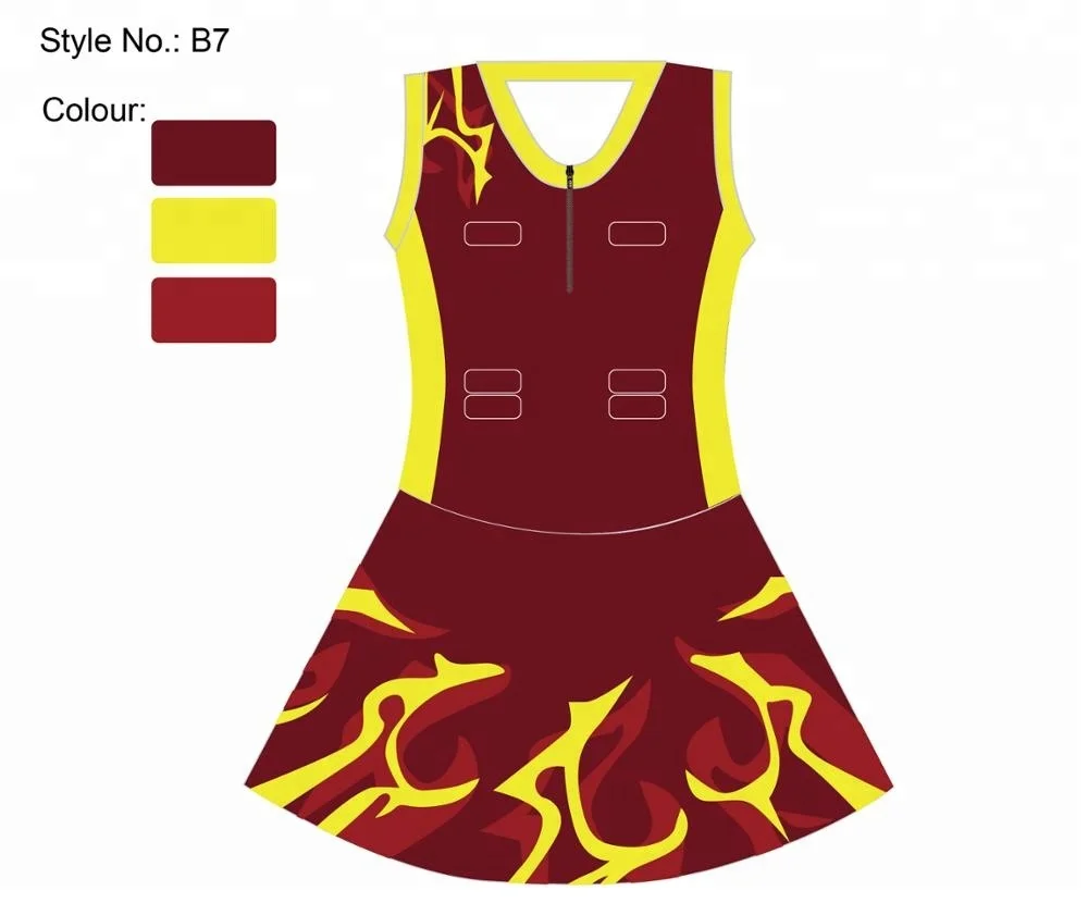 Custom own design sublimation black&blue netball dress