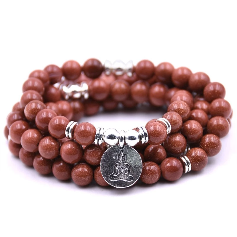 8mm Mala Beads Wrap Bracelet Necklace For Yoga Buddhist Meditation Rosary Prayer Charm Bracelet Natural Gemstone Jewelry