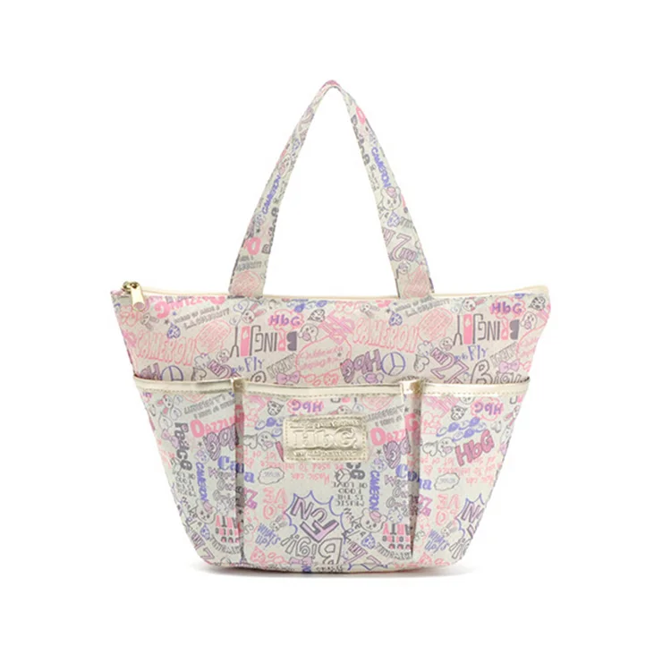 High Quality Eco Friendly Custom Printed Logo Tote Women Travel Ripstop Nylon Shopping Bag With