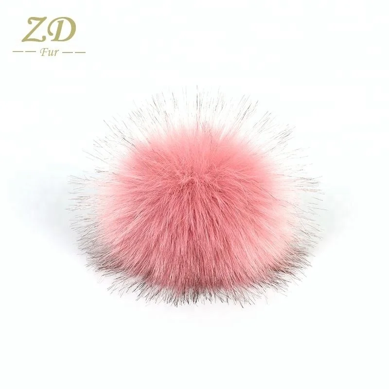  Fluffy faux raccoon fur pom poms ball keychain