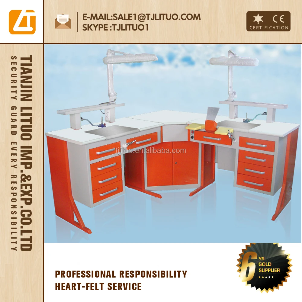 LT-D01 90 degree L type dental lab bench in Grey color