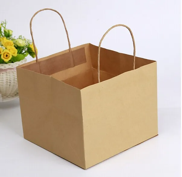 custom MOQ100 with color logo paper twist handle Kraft Carrier Bag