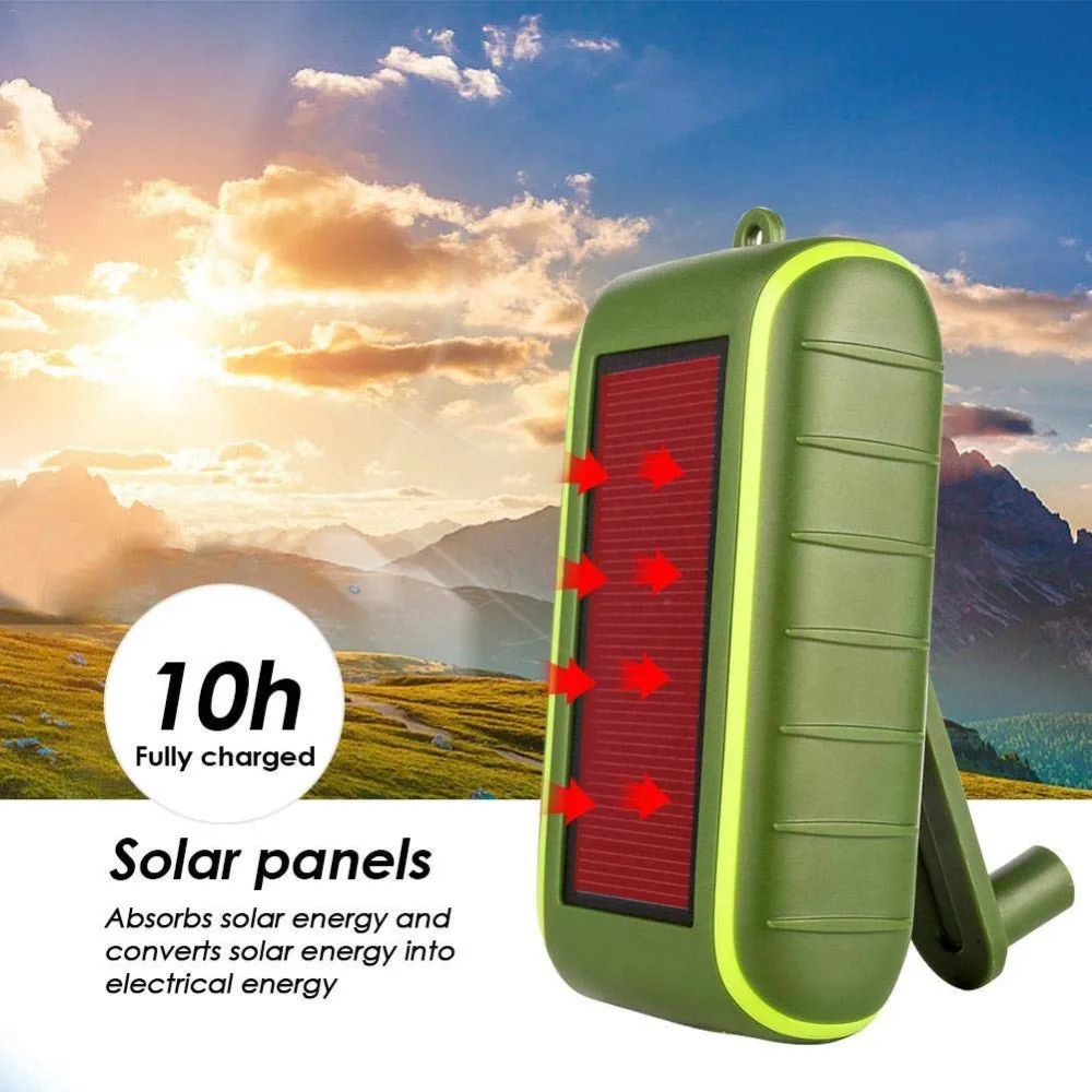 Universal LED Flashlight  Portable Mini Waterproof Mobile Solar Power Bank 8000mah solar charger with Carabiner