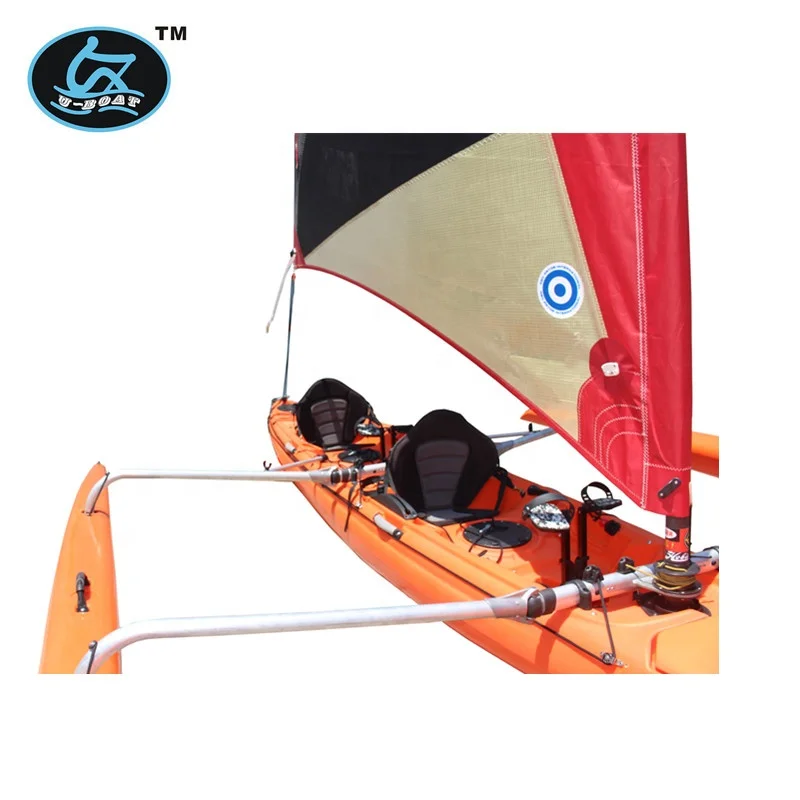 new designed plastic non-inflatable outrigger trimaran canoe&kayak&boat for sale