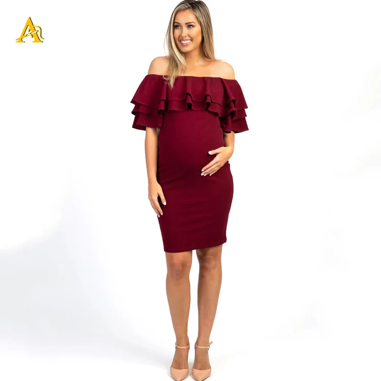 Hot Sale Womens Cowl Neck Maternity Dress Sexy Off Shoulder Maternity Clothing Dresses Women
