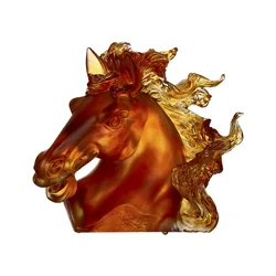 New Chinese Fengshui liuli crystal art horse sculpture for home decoration and business gift