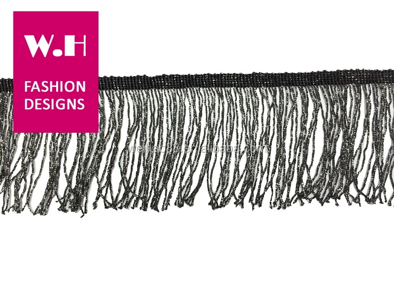 
Wholesale leather fringe trim/fashion black tassel fringe for dresses 