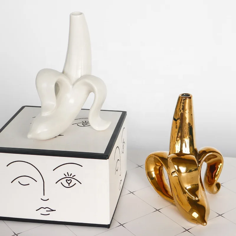 
Wholesale white and gold ceramic banana ornaments for home decor 