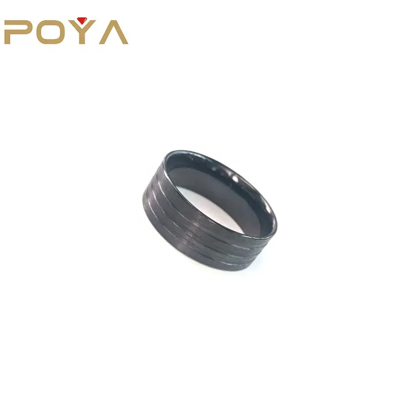 POYA Jewelry 8 мм матовое черное титановое кольцо с плоским верхом, ювелирные изделия без рисунка с инкрустацией
