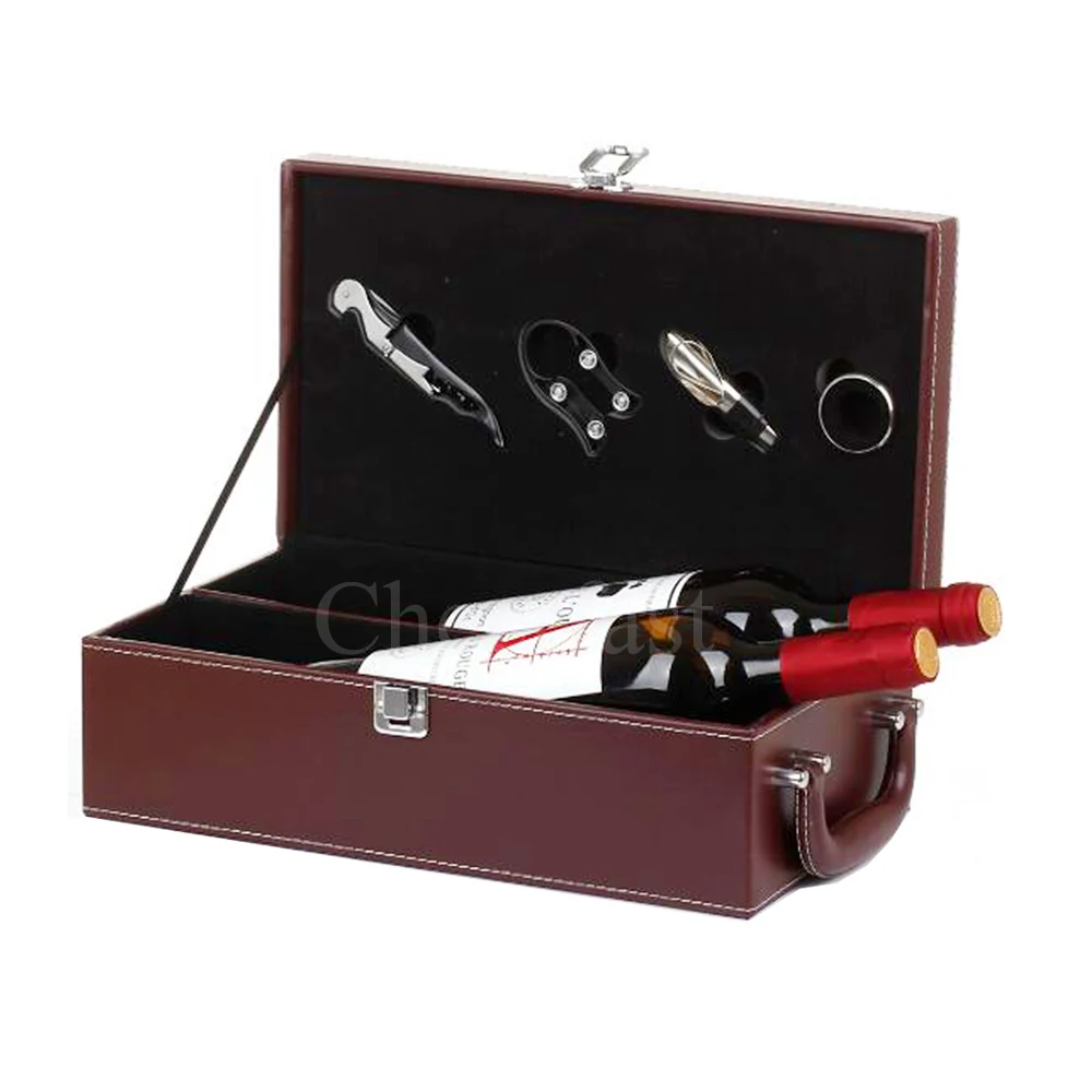Fathers Day Nice Present Leather Double Bottle Gift Box Wine
