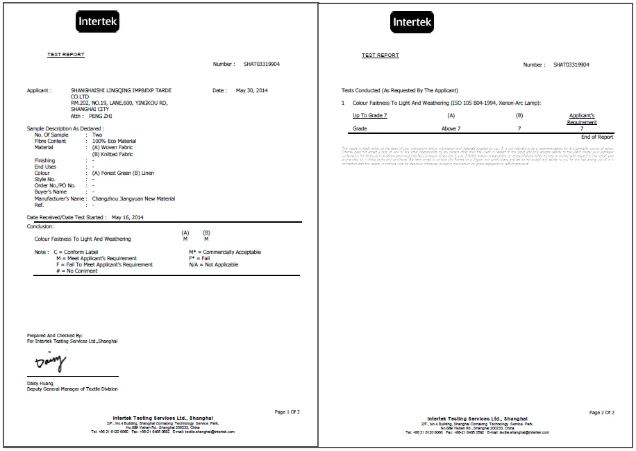 5 лет стойкости цвета для освещения УФ-лучей наружной ткани