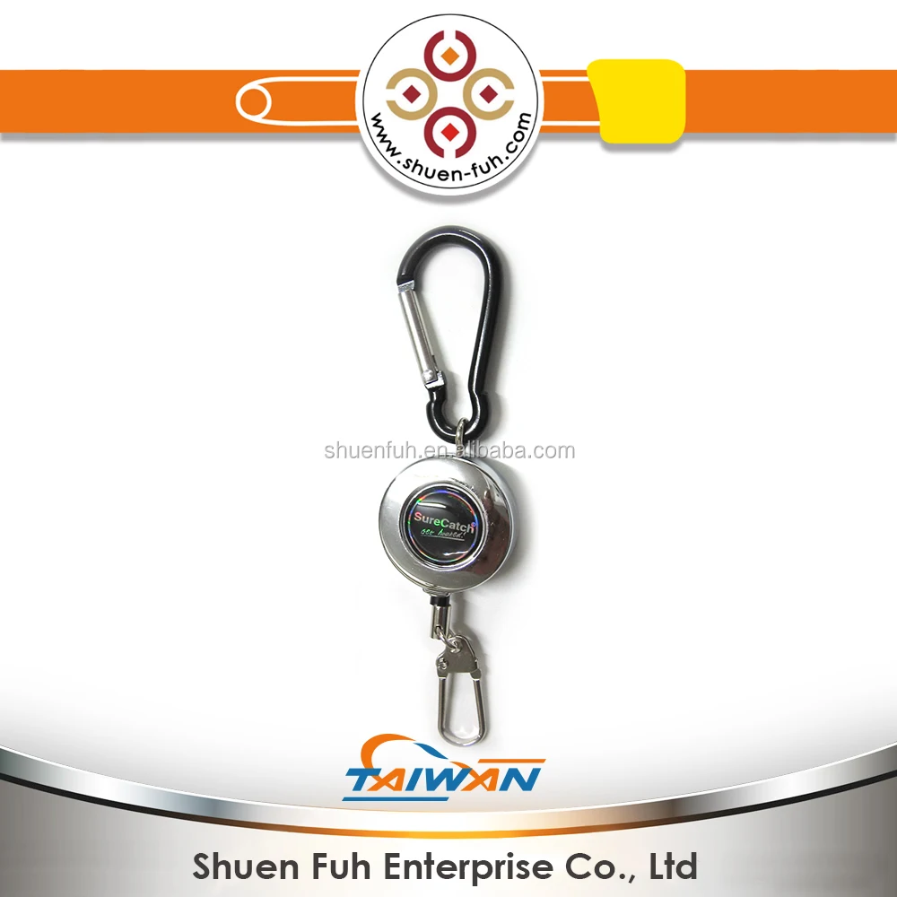 High quality carabiner hook retractable round metal badge reel