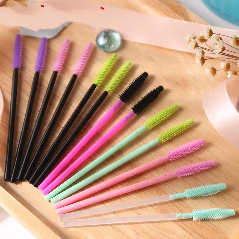 Disposable Mini Silicone Mascara Brush Head 50 pcs/bag Makeup Brushes Wands Mascara Applicator