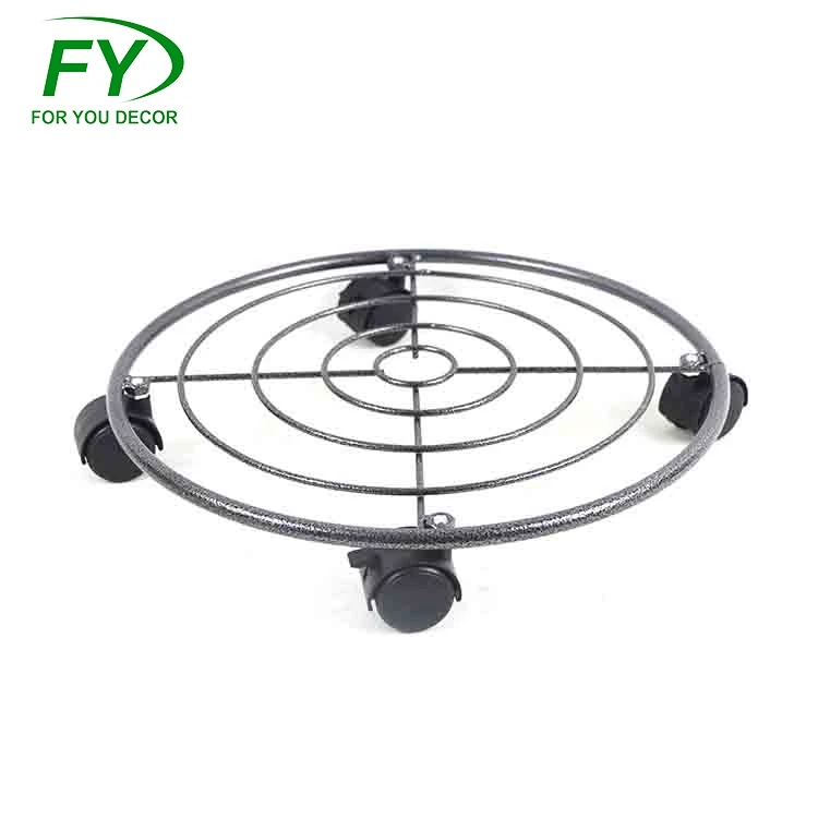 
Removable metal iron flower pot display stand with wheels 