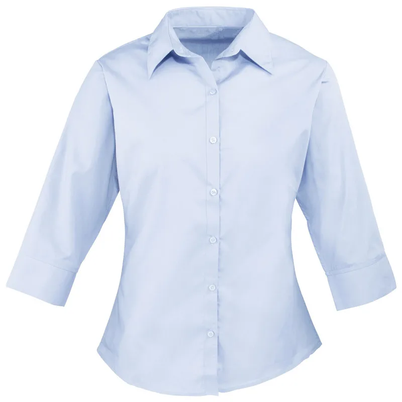 Ladies premier 3/4 sleeve poplin blouse office uniform