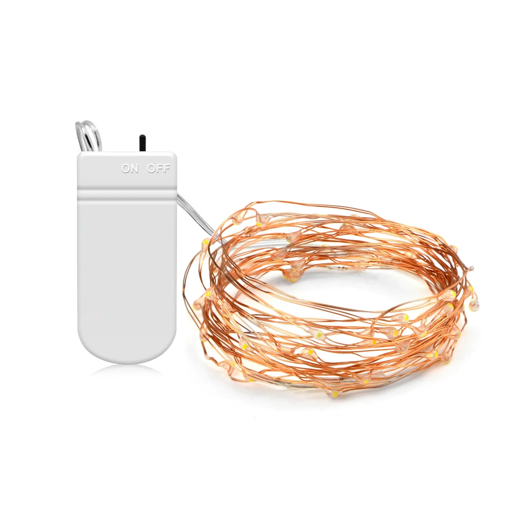 Custom made high quality CR2032 button battery operated flexible mini copper wire LED fairy string strip lights