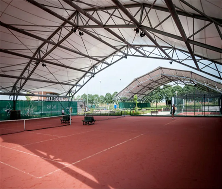 Уличная баскетбольная/теннисная/Бадминтонная площадка состоит из растягивающейся тканевой мембранной конструкции, покрытой стальной фермы