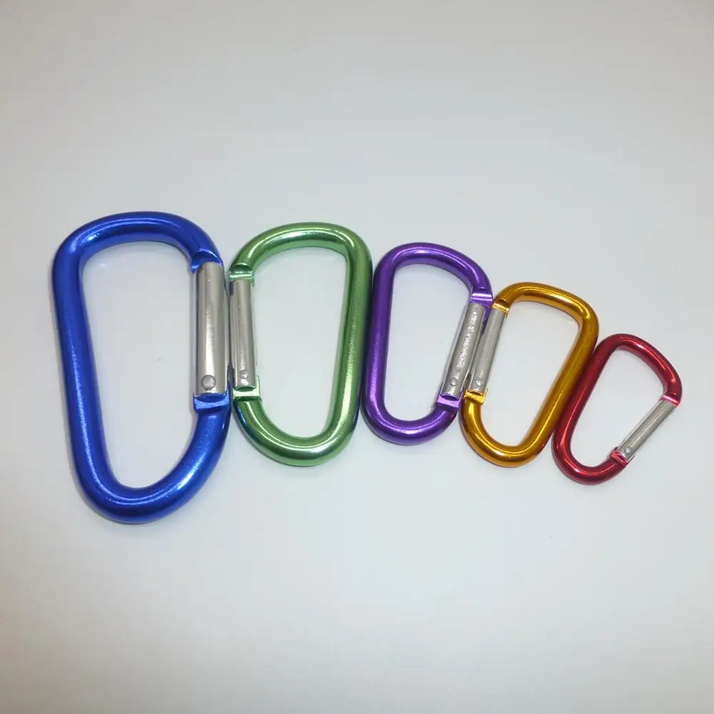 Carabiner Keychains Manufacturer Wholesale Cheap Aluminum Decoration Custom Logo Opp Bag D-shaped Metal Carabiner All Anodized