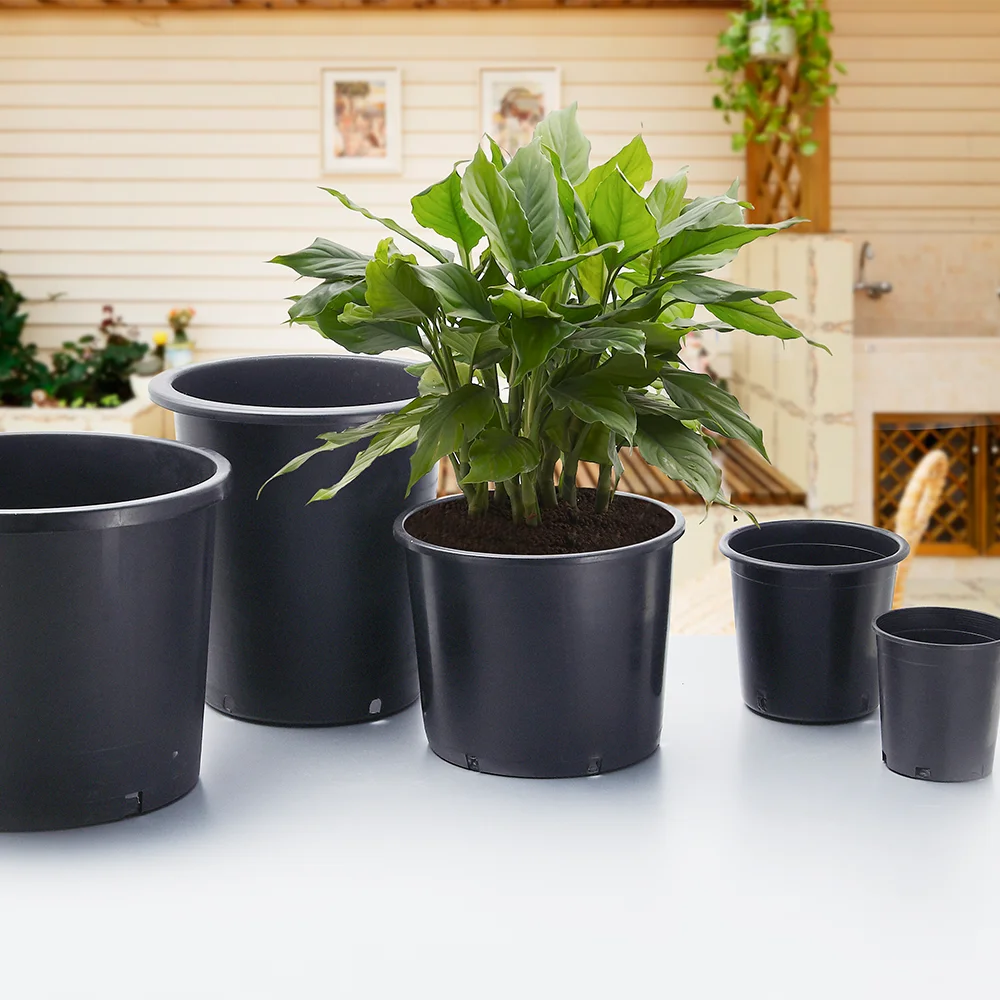  1 2 3 4 5 Gallon Black Green Outdoor Plastic Flower Pot Plant Nursery Garden Herbs Vergetable