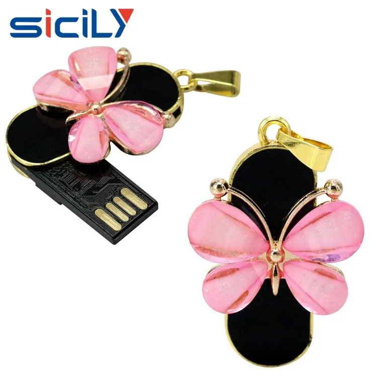 Butterfly Jewelry Usb Drives, USB Flash Memory, Crystal Gift Usb For Promotion