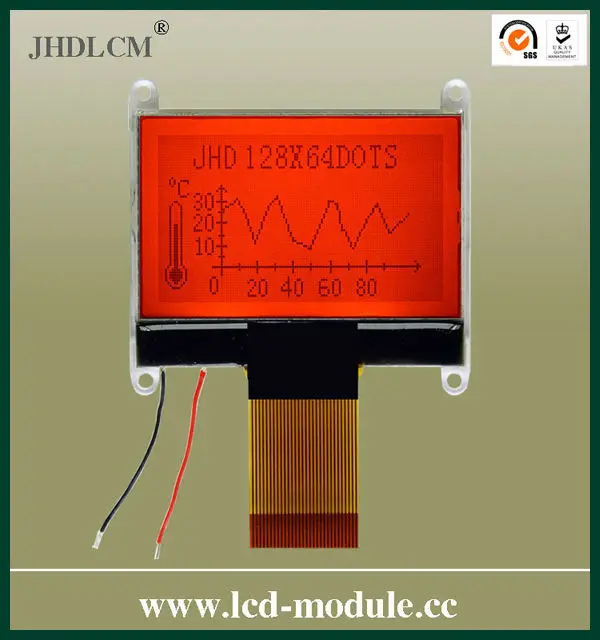 2 дюймов зубчатых модуль lcd с оранжевой подсветкой JHD12864-G143BTC-G