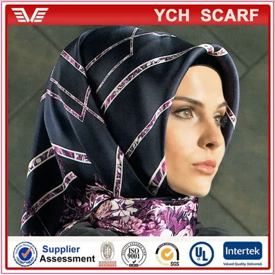 Cheap Price Women Printed Turkish Square Satin Scarf Wholesale