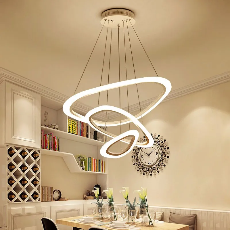 Modern Ceiling Lights Crystal Chain Chandelier Minimalist Living Room Luxury Triangle Classic LED Ring Chandelier