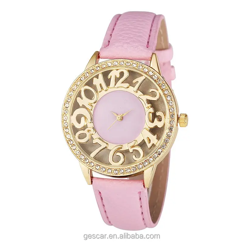 
Wholesale 9050 new hollow out watches ladies leather crystal casual wrist watch for women female clock 